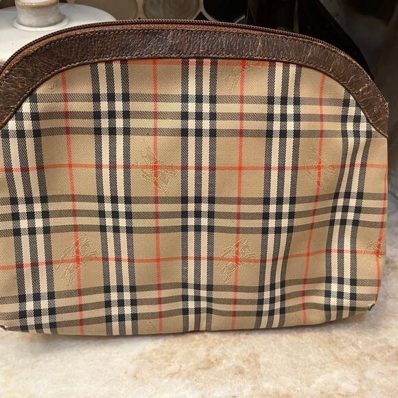 Vintage Burberrys’ cosmetic or travel pouch nova check beige /brown plaid - Picture 3 of 12